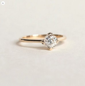 Anillo de Moissanita con Corte Portugués, Plata de Ley 925, Chapado en Oro Amarillo, Anillo de Compromiso para Mujer, Joyería de Boda Solitaria - Product Image 1