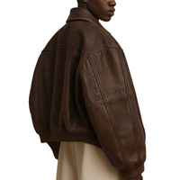 Veste en cuir légère pour homme BASRA SPORTS, coupe ajustée, décontractée, pour l'hiver, avec fermeture éclair, garnissage en polyester, aspect vieilli
