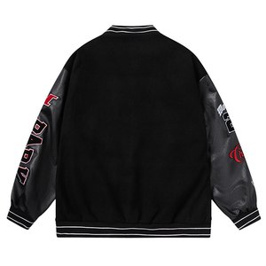 Veste universitaire brodée pour homme, streetwear, col rabattu, design patchwork, coupe classique, polyester et coton, automne - Product Image 3