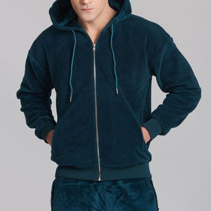 Conjunto Deportivo Premium de Terciopelo Azul Marino para Hombre, Chaqueta con Capucha y Cierre Completo y Pantalones Jogger, Ropa Deportiva Casual - Product Image 3