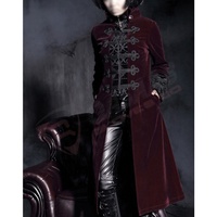 Jaket Hoodie Slim-Fit Bernapas Desainer Independen yang Modis untuk Halloween-Retro, Mantel Kulit Hitam Gothic Trench