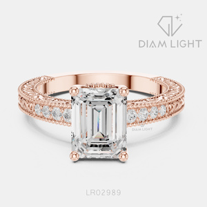 Bague de fiançailles de luxe en or blanc 14 carats avec diamant de laboratoire taille émeraude 2,08 carats, couleur F+, clarté VS+, bijou de mariée, cadeau pour femme - Product Image 3