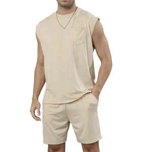 Professional Athletic Training Wear Lightweight Material Quick Dry Breathable Design For Gym Men Sleeveless T Shirt Short <b>Set</b> - Product Image 3
