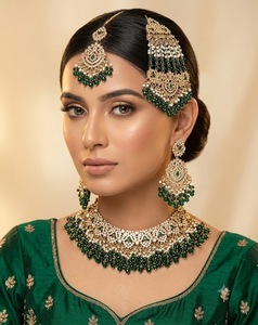 Heavy Choker Necklace With Earrings & Mang Tika Traditional Bridal <b>Wedding</b> <b>Accessories</b> Set for Women Ethnic Jewellery Wholesaler - Product Image 5