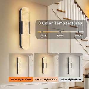 19.7\" Natural Marble Wall Sconce Modern Indoor <b>Black</b> Sconces Set for <b>Bathroom</b> Living Room Bedroom Hallway Stairs Wall <b>Lighting</b> - Product Image 6