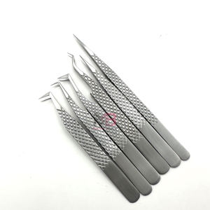 New <b>Silver</b> Polish Stainless Steel Lash Extension Tweezers <b>Set</b> High Quality Diamond Grip Eyelash Tweezer Logo Sustainable - Product Image 1