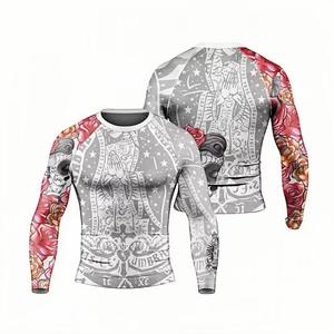 เสื้อแรชการ์ดแขนยาวสำหรับผู้ชาย สีดำขาว พิมพ์ลายมังกรนอร์ส แห้งเร็ว ผลิตจากโพลีเอสเตอร์ - Product Image 4