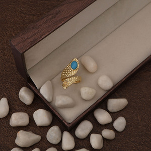 Natural Turquoise Wrap <b>Ring</b> <b>Adjustable</b> Statement Boho <b>Ring</b> Gold Plated Hammered Textured Natural Blue Gemstone Jewelry Gift - Product Image 1