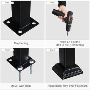 Corrimano in Ferro Nero Opaco a 4 Livelli per Esterni D0102XU7L5U D0102HGZ9IY per Componenti di Scale - Product Image 6