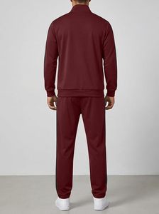 Conjunto Deportivo para Hombre Color Granate, Sudadera Casual con Cierre Frontal y Cuello Alto, Pantalones con Cordón, Ropa de Otoño - Product Image 2