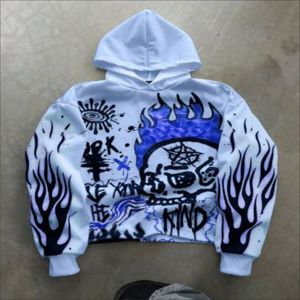 Sweat-shirt à capuche en coton brodé zippé, molleton bouclette épais, coupe oversize, avec lacets personnalisés, style streetwear unisexe, vente en gros usine - Product Image 2