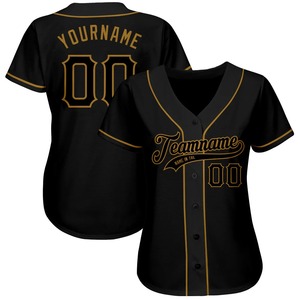 Anti-Bacterial Top Quality OMMiZ <b>women</b> Custom Black Black-Old Gold Authentic Baseball Jersey - Product Image 1