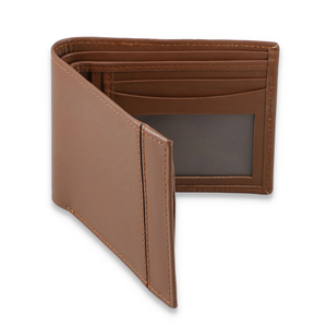 OEM Luxury Custom Logo Bifold <b>Wallet</b> High Quality Genuine Tan Leather Embroidery <b>RFID</b> <b>Blocking</b> Card Holder Men Short Fashion - Product Image 3