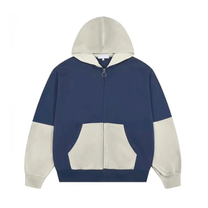 <b>Top</b> Notch Color Block <b>Zip</b> <b>Up</b> Hoodie Oversized Cotton Fleece Hooded Sweatshirt Streetwear Customized Zipper Hoodies For Unisex - Product Image 2
