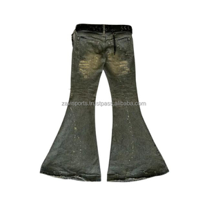 Elegant High Quality <b>Stretch</b> <b>Denim</b> Jeans Pants Women Custom Flare Pants Button Decoration Fashionable Casual Straight Skinny OEM - Product Image 2