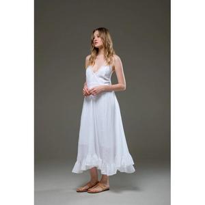 Womens White Lace Trim <b>Spaghetti</b> <b>Strap</b> Midi Dress Sleeveless V Neck Summer Boho Beach Dress - Product Image 1