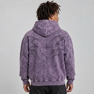 Trendy mens acid wash <b>hoodie</b> offering cozy comfort distinctive color effect relaxed fit and lasting <b>stitching</b> for everyday use - Product Image 5