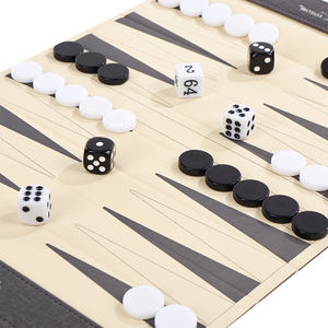 Handmade Luxury Fabric PU Leather Roll Up <b>Backgammon</b> <b>Set</b>-Portable Travel Foldable Chess Game for Playing During Travel - Product Image 2