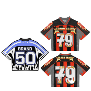 Camiseta Deportiva de Fútbol de Malla con Cuello en V, Manga Corta, Personalizada con Nombre y Número, Holgada y de Gran Tamaño, con Logotipo Personalizado - Product Image 2