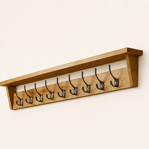 Perchero moderno de madera maciza de roble para montar en la pared con estante de almacenamiento, resistente, con 10 ganchos, organizador para recibidor, para abrigos, sombreros y bolsos. - Product Image 5