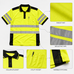 Polo de Seguridad de Alta Visibilidad Unisex, Ropa de Trabajo Reflectante, Tejido de Algodón, Impermeable, Ignífugo, Transpirable, OEM, ODM, Personalizable - Product Image 3