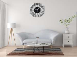 Grande horloge murale en métal, design moderne noir, pour salon, décoration de la maison - Product Image 5