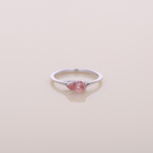 แหวนเพชรรูปหยดน้ำสีชมพูเพาะเลี้ยงในห้องปฏิบัติการ เงินแท้ 925 เครื่องประดับแบบโซลิแทร์ - Product Image 1