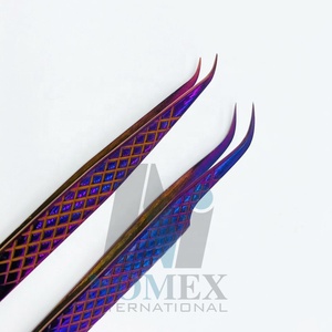 Herramientas de belleza de pestañas de alta calidad a precio de mayorista, pinzas de pestañas de colores de plasma, punto semicurvado para levantamiento de pestañas postizas - Product Image 1