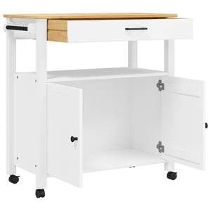 MONZA Solid Wood Pine Kitchen <b>Trolley</b> 33.1"x15.7"x35.4" Versatile Kitchen Storage Solution - Product Image 4