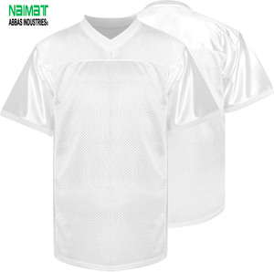 Blank White American Football Practice Jersey Heavyweight Mesh Fabric V Neck Adult Mens Oversized Team Scrimmage Training Shirts - Product Image 1