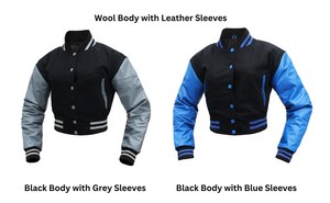 Veste universitaire unisexe noire avec manches en cuir de vachette, boutons rouges, col montant, style décontracté, vêtement d'hiver, coupe classique, écologique - Product Image 5