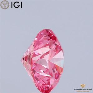 Diamant rond de 8,11 mm cultivé en laboratoire CVD, 2,00 carats, avec certificat IGI, clarté VS2, couleur rose vif fantaisie, pour bijoux uniques - Product Image 5