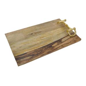 Large Rectangular <b>Shape</b> Thick Wooden Chopping Board With Gold Horse Bit Handle Multifunctional Style Kitchen Accessories - Product Image 5