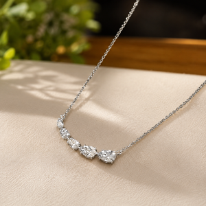 Classic Pear Cut Diamond <b>Necklace</b> 925 Sterling <b>Silver</b> Bridal Moissanite Jewelry for Anniversary <b>Necklace</b> - Product Image 2