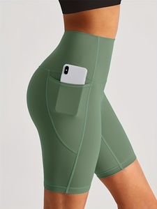 Shorts de yoga pour femmes avec logo personnalisé, taille haute, sans couture, pour la gym, le fitness et les entraînements - Product Image 3