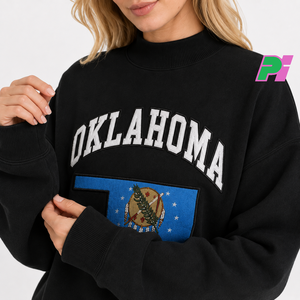 เสื้อสเวตเชิ้ตคอเต่าแบบมีลายปักตัวอักษรและแผนที่ OKLAHOMA เสื้อสเวตเชิ้ตคอเต่าแบบสั่งทำพิเศษ เสื้อสเวตเชิ้ตคอเต่าทรงโอเวอร์ไซส์ - Product Image 6