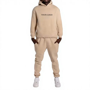 Ensemble de survêtement à capuche pour homme, couleur unie, manches longues, sweat-shirt et pantalon décontractés avec poches latérales, coton respirant, vêtements d'automne - Product Image 4