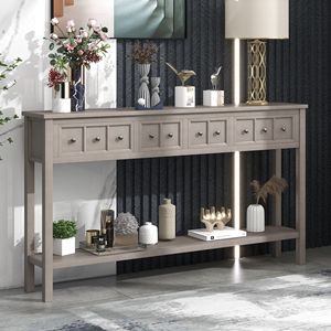 Consolle rustica da ingresso da 60 pollici con cassetti di diverse dimensioni e ripiano inferiore per lo stoccaggio - Product Image 1