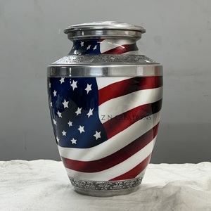 Urne funéraire artisanale en aluminium ZN Cremations, drapeau américain moderne et traditionnel, 10 pouces, durable, pour cendres d'adultes, personnalisable - Product Image 5