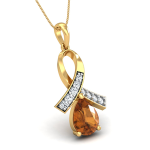 Collar con Colgante de Topacio Chapado en Oro de 18K para Mujer, con Diseño de Lazo de Diamantes, Cadena de Serpiente, Estilo Clásico, Regalo de Joyería - Product Image 1