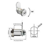 Serrure de sécurité pour armoire de cuisine ZF Global Export ZF23424 en alliage de zinc 19 mm avec garantie de 5 ans, installation par vis