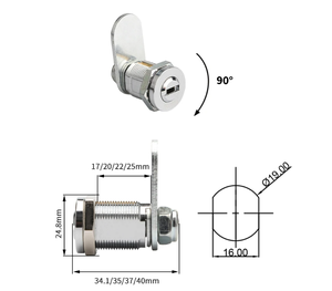ZF Global Export ZF23424 Zinc Alloy 19mm Safety Kitchen Cabinet <b>Lock</b> with 5 Year Warranty Screw Installation - Product Image 3