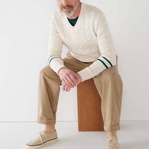 Men's <b>Cricket</b> Sweater V-neck <b>Full</b> Sleeve Pullover Tops Winter Waterproof Windproof Breathable Quick Dry Wool/Polyester Regular - Product Image 4