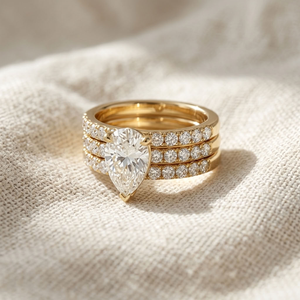 Anillo de Compromiso Clásico de Oro de 14K con Diamante Certificado IGI, Corte Pera, Anillo de Boda Tríptico para Mujer, Regalo de Aniversario, Fiesta - Product Image 3