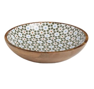 Bol en bois pour fruits et collations avec revêtement en émail, pour la salle à manger, la cuisine, le service, les salades, le riz, pour restaurant - Product Image 2