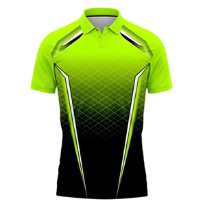 Polo à manches courtes pour homme, imprimé géométrique, séchage rapide, tricoté en polyester, coupe sportive classique, vert, noir, blanc - Product Image 1