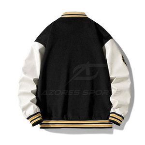 Men Letterman Jacket Winter Slim Fit Casual Long Sleeve <b>Covered</b> <b>Button</b> Outerwear-Quick Dry & Breathable Polyester/Cotton - Product Image 2