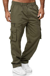Pantalones Cargo Jaffico International para Hombre, Color Sólido, Ecológicos, 100% Algodón Tejido, Ligeros, Pierna Ancha, Cintura Elástica, Cierre de Cremallera - Product Image 5