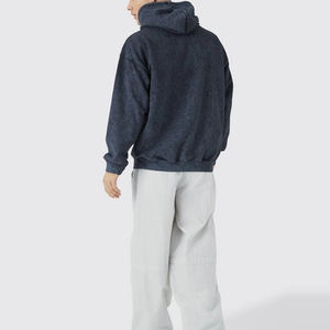 Vêtements pour hommes grande taille personnalisés en gros, couleur unie, 100% coton, vêtements de sport basiques, sweats à capuche à fermeture éclair intégrale, broderie 3D, respirant - Product Image 4