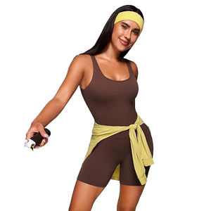 ชุดโยคะรัดรูปสำหรับผู้หญิง จั๊มสูทไร้ตะเข็บ ชุดออกกำลังกายเอวสูง ผ้ายืดสแปนเด็กซ์ โพลีเอสเตอร์ - Product Image 4